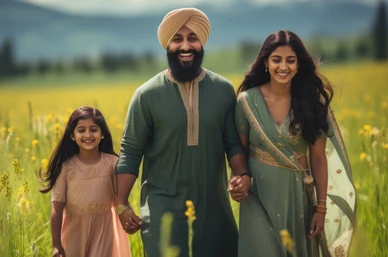 ਦੇਸੀ ਜੋੜਾ ਆਪਣੀ ਧੀ ਨਾਲ ਪਾਰਕ ਵਿੱਚ