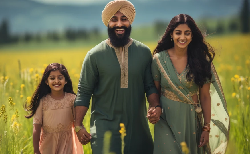 ਦੇਸੀ ਜੋੜਾ ਆਪਣੀ ਧੀ ਨਾਲ ਪਾਰਕ ਵਿੱਚ